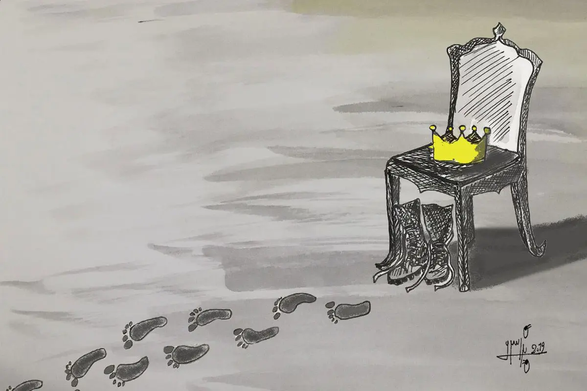 کاریکاتور، کاربرگ و نقاشی فرار شاه‎ ساده و کودکانه