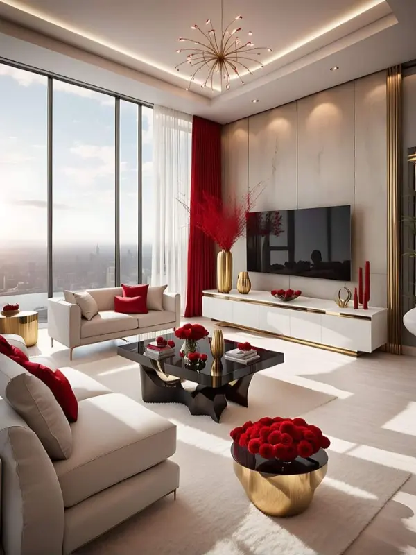 چیدمان پذیرایی مدرن مربعی