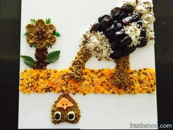 تزیین عدس پلو برای مدرسه و کودک