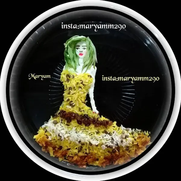 تزیین عدس پلو با طرح دختر