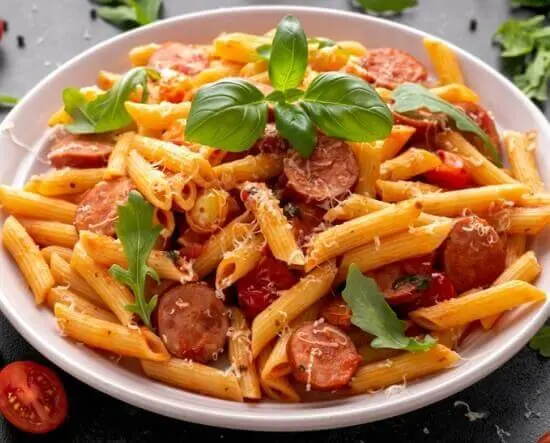 مواد لازم برای تهیه ماکارونی با سوسیس